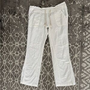 EUC Roxy Linen White Drawstring wide leg pant